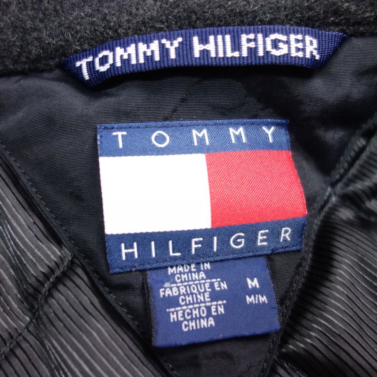 美品 トミーヒルフィガー TOMMY HILFIGER 中綿 裏地キルティング ウール ジップアップジャケット ブルゾン メンズ M グレー