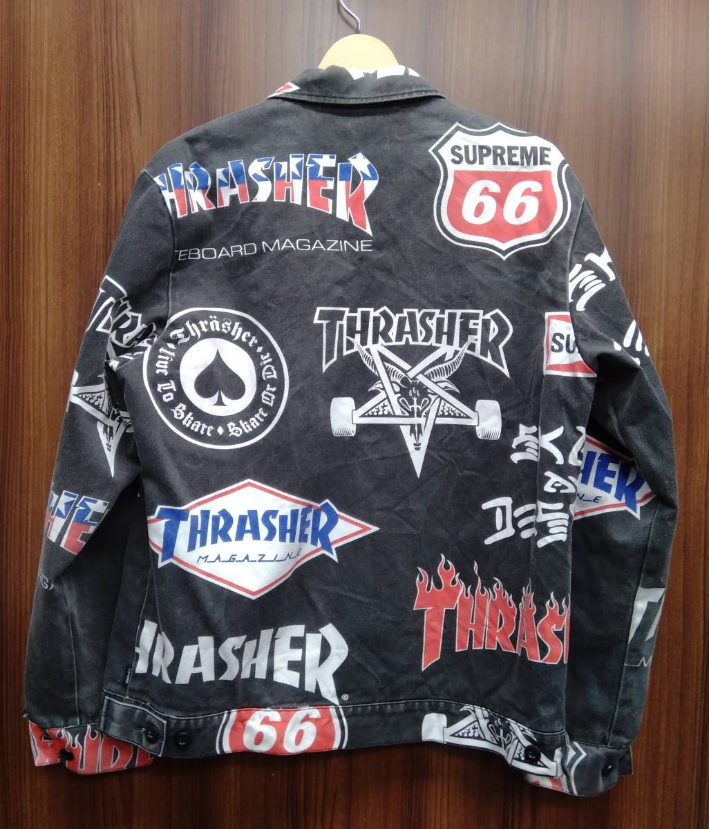 【お値下げしました!】 Supreme × Thrasher シュプリーム スラッシャー 15SS Work Jacket ワークジャケット サイズM ブラック_画像2