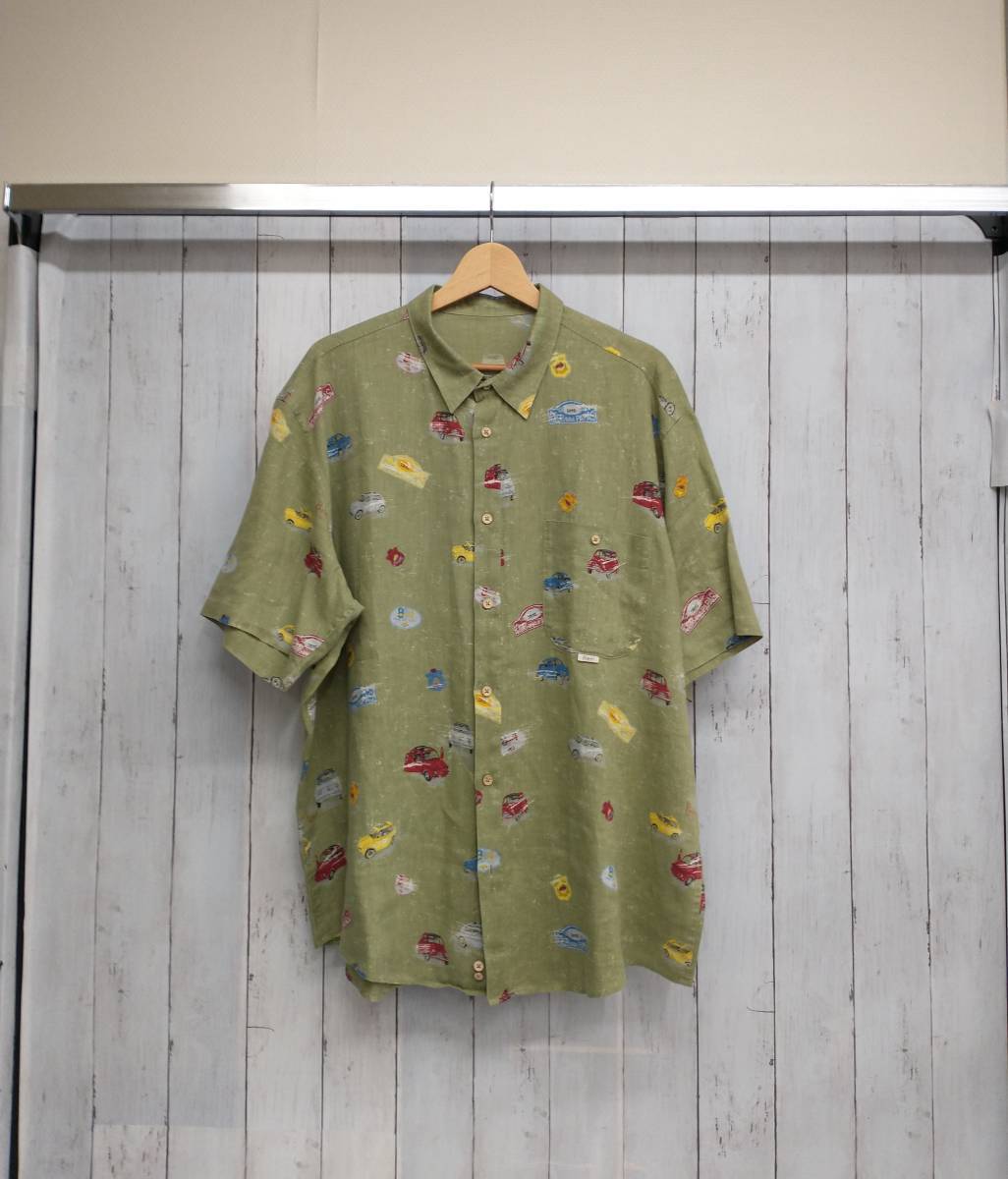 【値下げ】papas fiat 500 パパス フィアット 500 チンクエチェント 日本製 半袖シャツ リネンシャツ