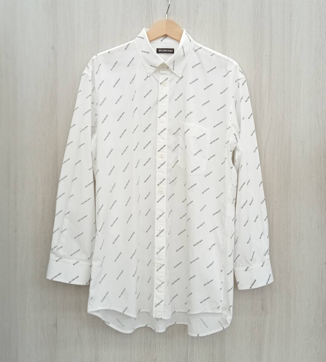 BALENCIAGA バレンシアガ 2018SS 534333 ロゴプリント 長袖シャツ