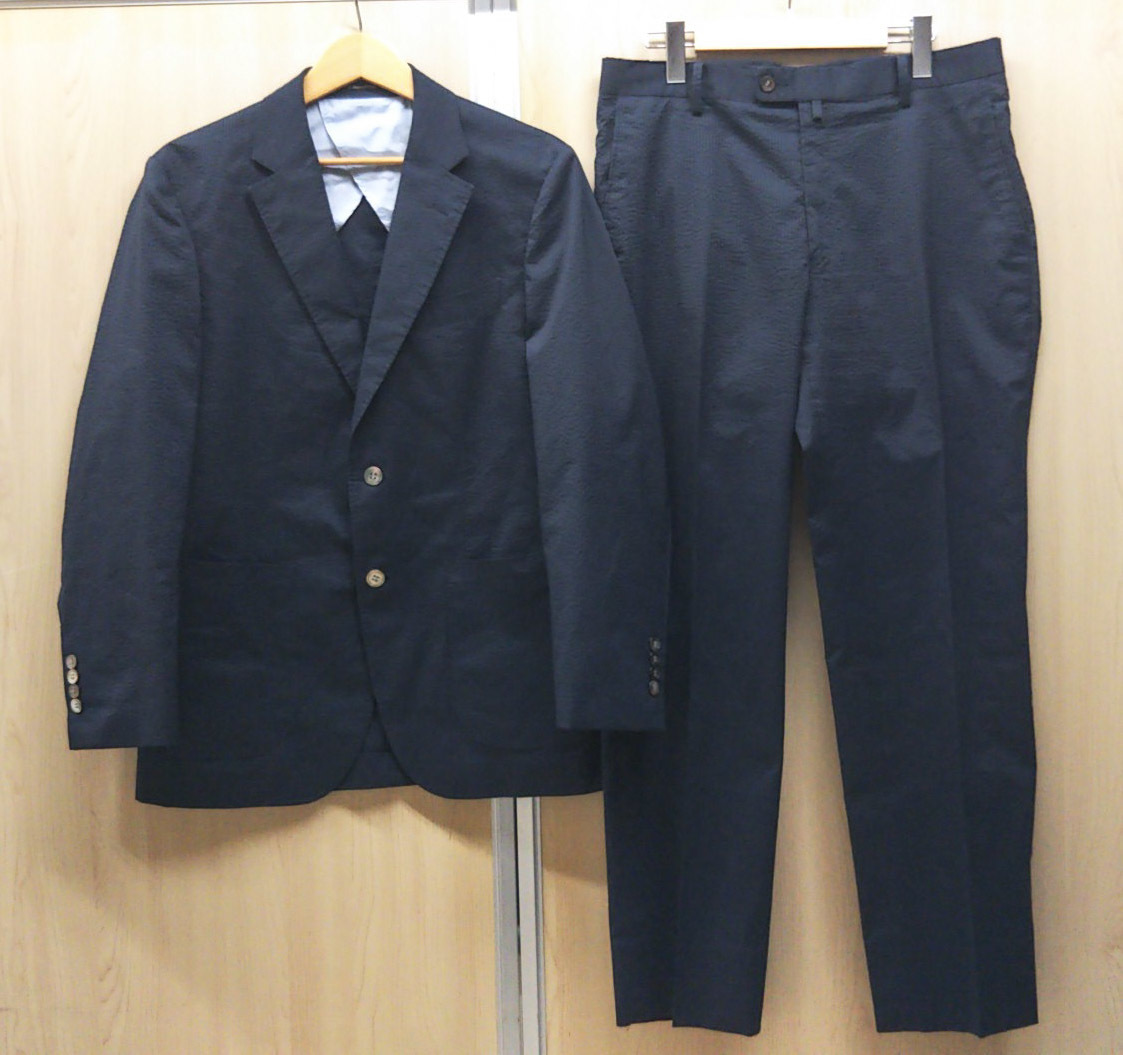 日本初の S.SOLOMBRINO サルバトーレソロンブリーノ スーツ セットアップ 2Bテーラードジャケット＋スラックス チャコールグレー 日本製 メンズ [48] Lサイズ