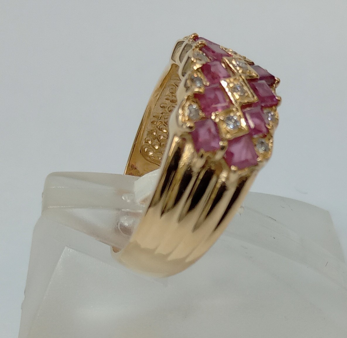 鑑別書付き】リング K18 18金 ゴールド 9号 3.7g ルビー1.18ct ダイヤ
