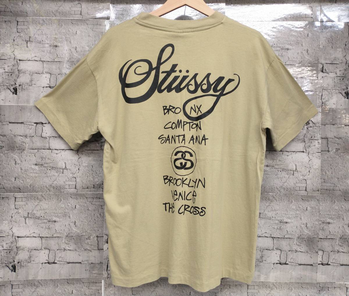 STUSSY ステューシー 半袖Tシャツ ワールドツアー サイズXS カーキ 店舗受取可_画像2