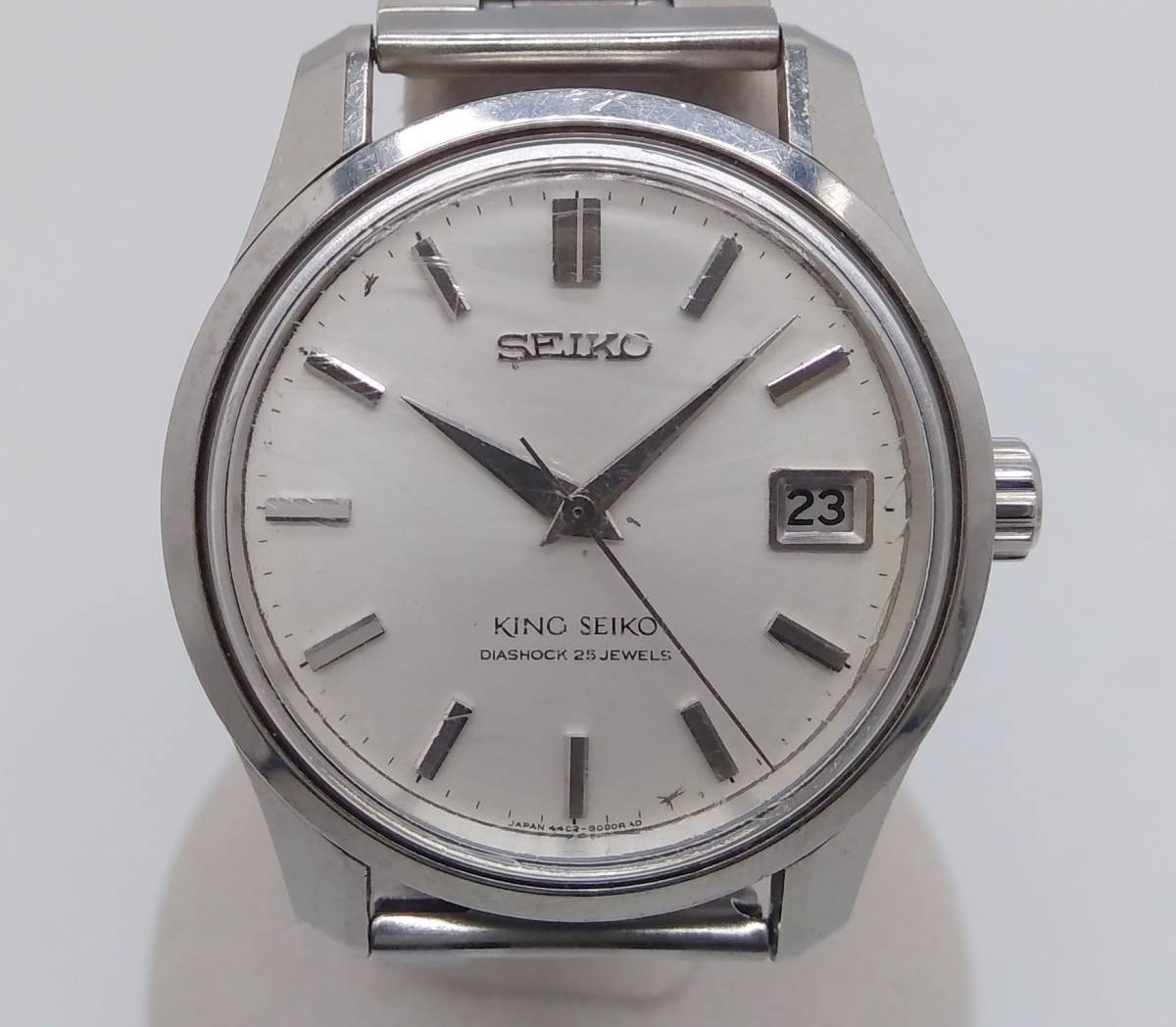 【ジャンク】 KING SEIKO キングセイコー 手巻き メンズ 腕時計 4402-8000 デイト 盾メダリオン アンティーク ヴィンテージ