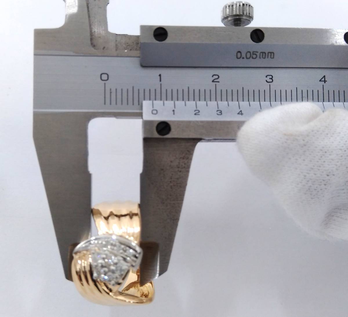 K18 18金 Pt900 プラチナ900 10号 ダイヤ0.15ct 4.3g ゴールド