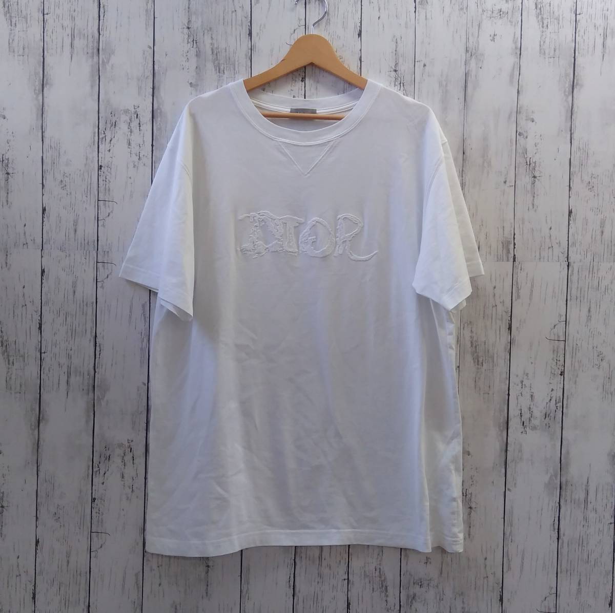 DIOR AND PETER DOIG ディオール ピータードイグ コラボ Tシャツ オーバーサイズ ホワイト 白 XL 68135 ロゴ 刺繍 2021AＷ 店舗受取可