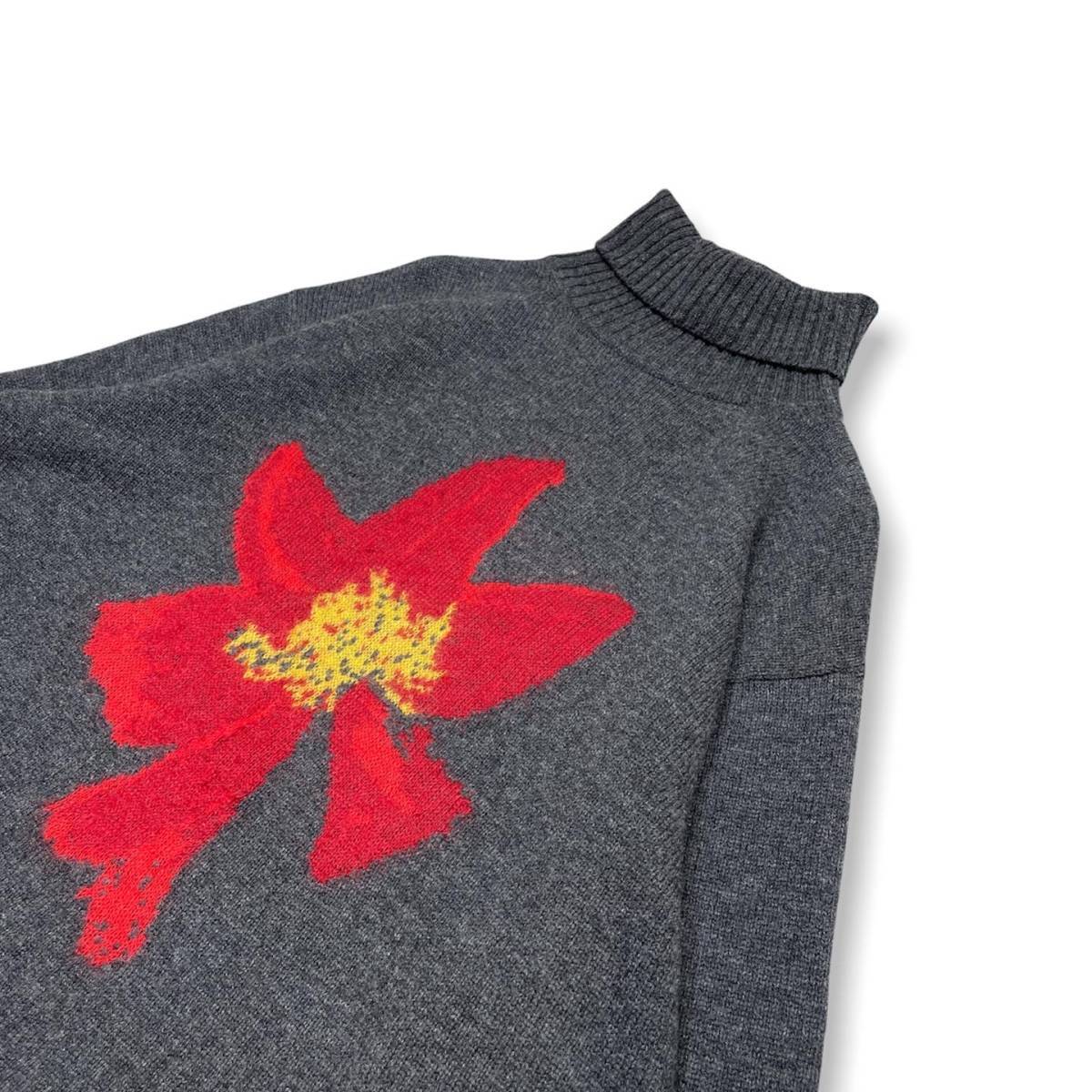 21aw YOHJI YAMAMOTO POUR HOMME 花柄 タートルネック ニット ウール