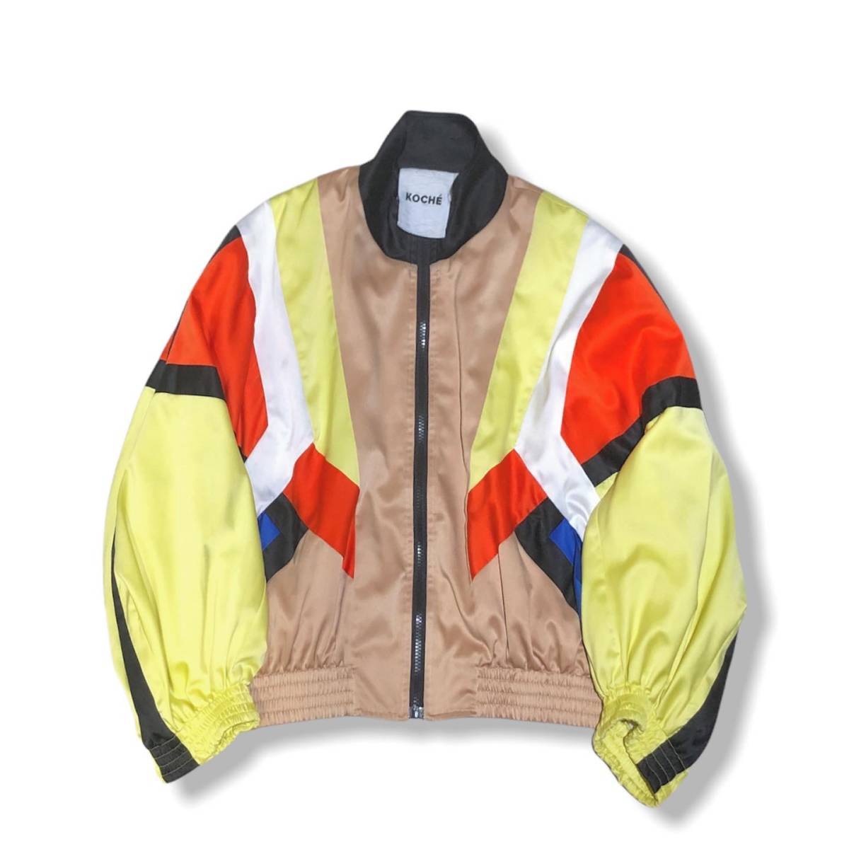 代引不可 レーヨン×シルク カラーブロック スウィングトップ ZIP