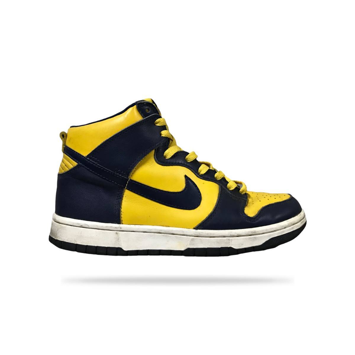 NIKE ナイキ DUNK HIGH LE MIDNIGHT NAVY VARSITY MAIZE MICHIGAN ダンク ハイ ミシガン 98年 630335-471 サイズ25cm 店舗受取可の画像1