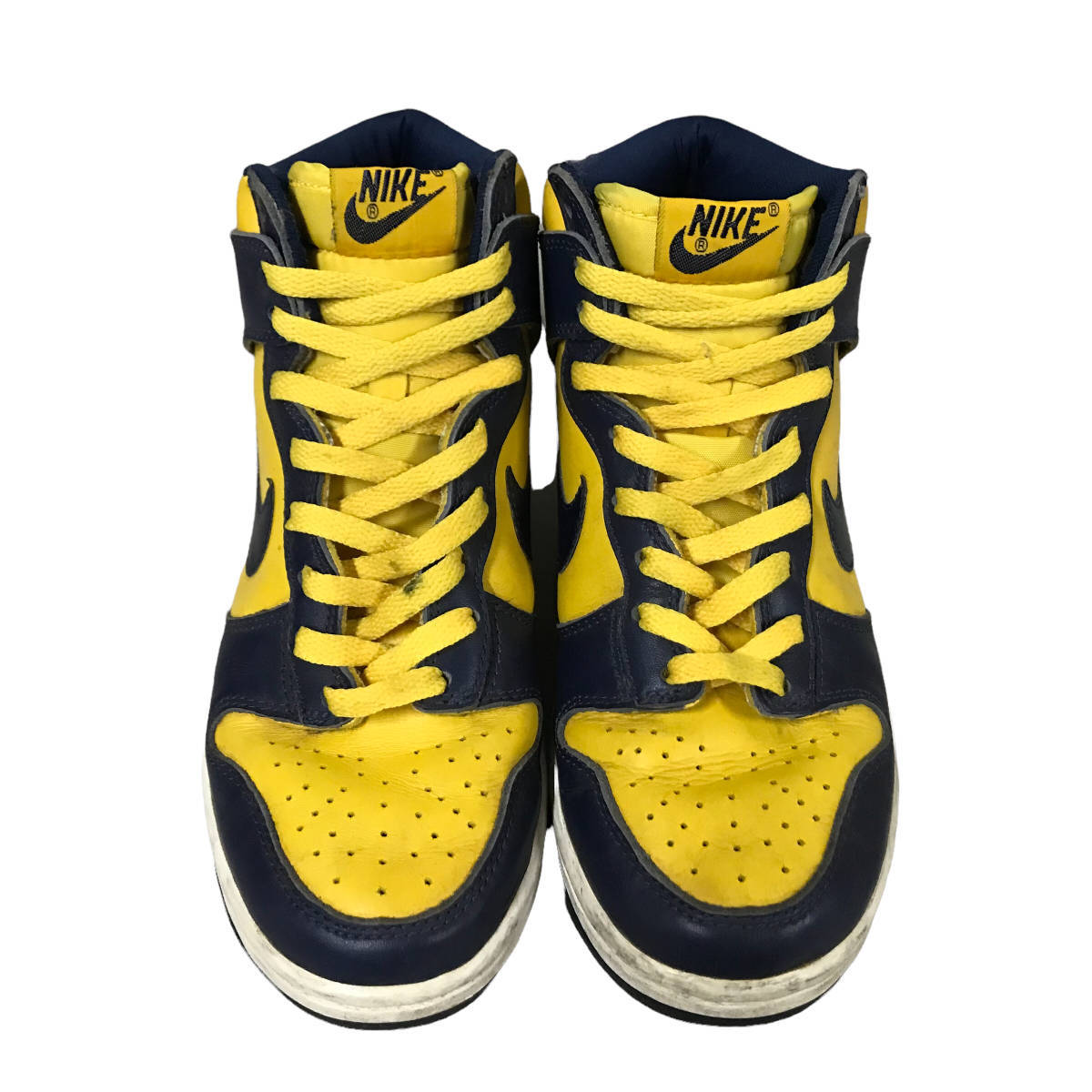 NIKE ナイキ DUNK HIGH LE MIDNIGHT NAVY VARSITY MAIZE MICHIGAN ダンク ハイ ミシガン 98年 630335-471 サイズ25cm 店舗受取可の画像3