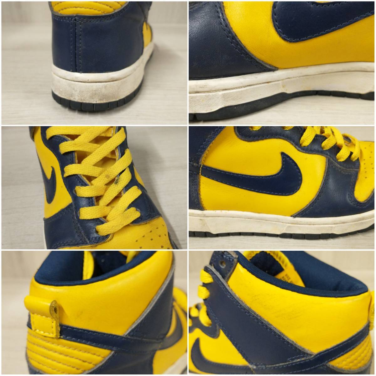 NIKE ナイキ DUNK HIGH LE MIDNIGHT NAVY VARSITY MAIZE MICHIGAN ダンク ハイ ミシガン 98年 630335-471 サイズ25cm 店舗受取可の画像9