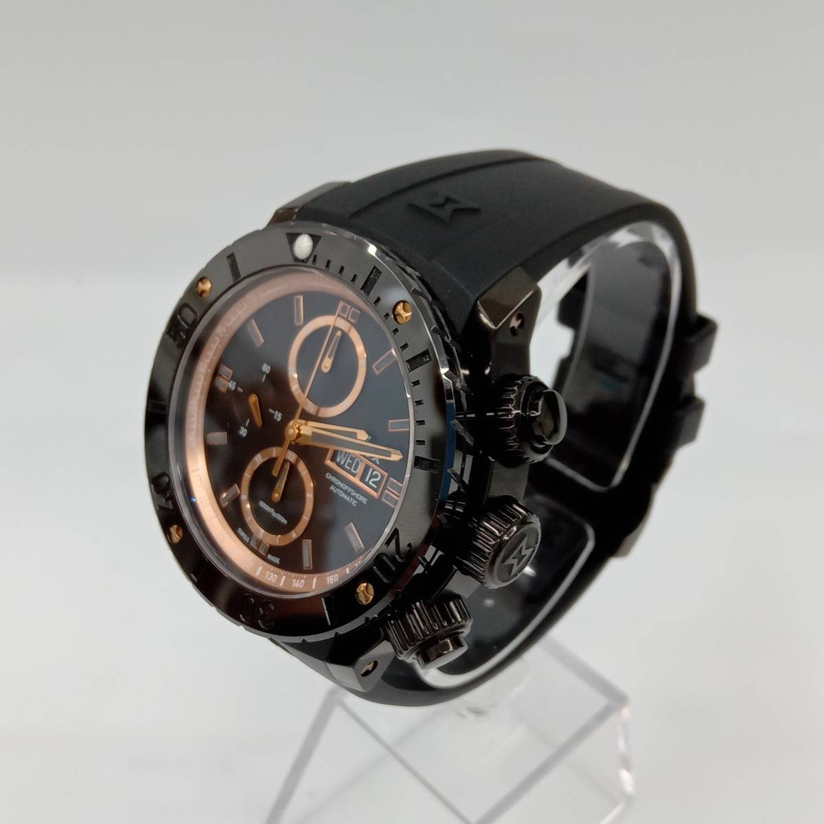 【極美品】EDOX エドックス 01122-37R 時計 クロノオフショア1 クロノグラフ オートマチック ブラック 自動巻き メンズ 500本限定