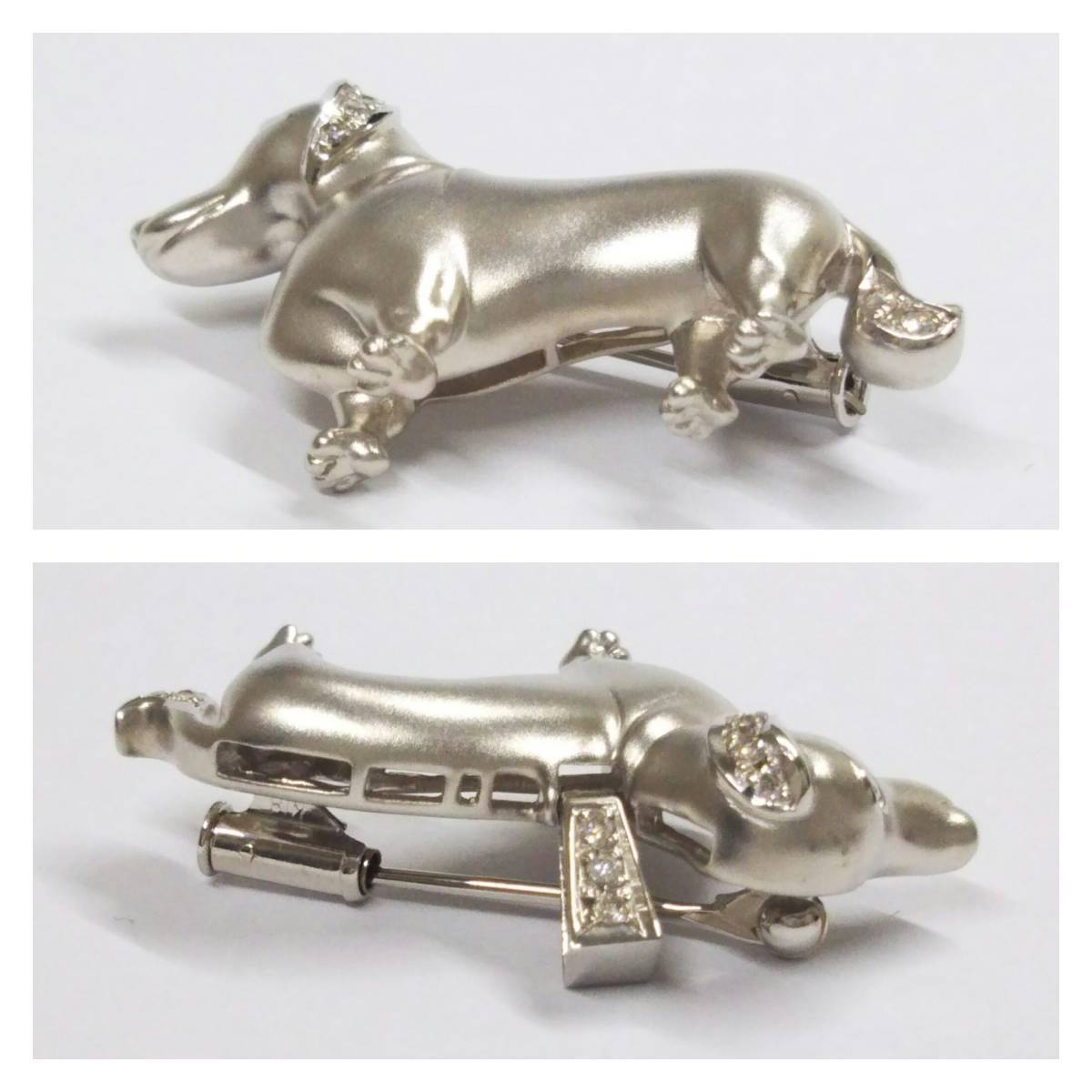 クリーニング済】K18WG ホワイトゴールド トップ ブローチ 総重量約8.1g ダイヤ0.09ct 犬 dog デザイン | sweatreno.com