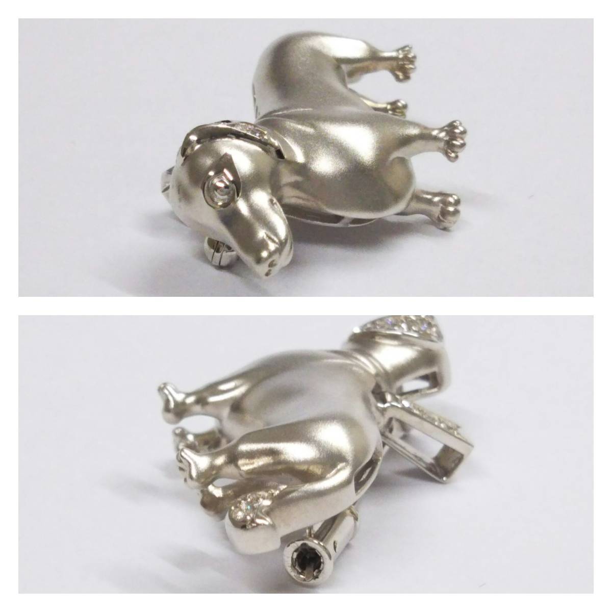 クリーニング済】K18WG ホワイトゴールド トップ ブローチ 総重量約8.1g ダイヤ0.09ct 犬 dog デザイン | sweatreno.com