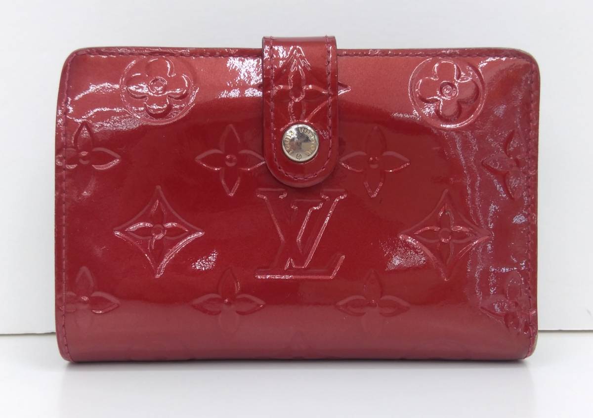 LOUIS VUITTON ルイヴィトン ヴェルニ MI4121 ヴェノワ 二つ折り財布 がま口 赤 レッド 型押しロゴの画像1