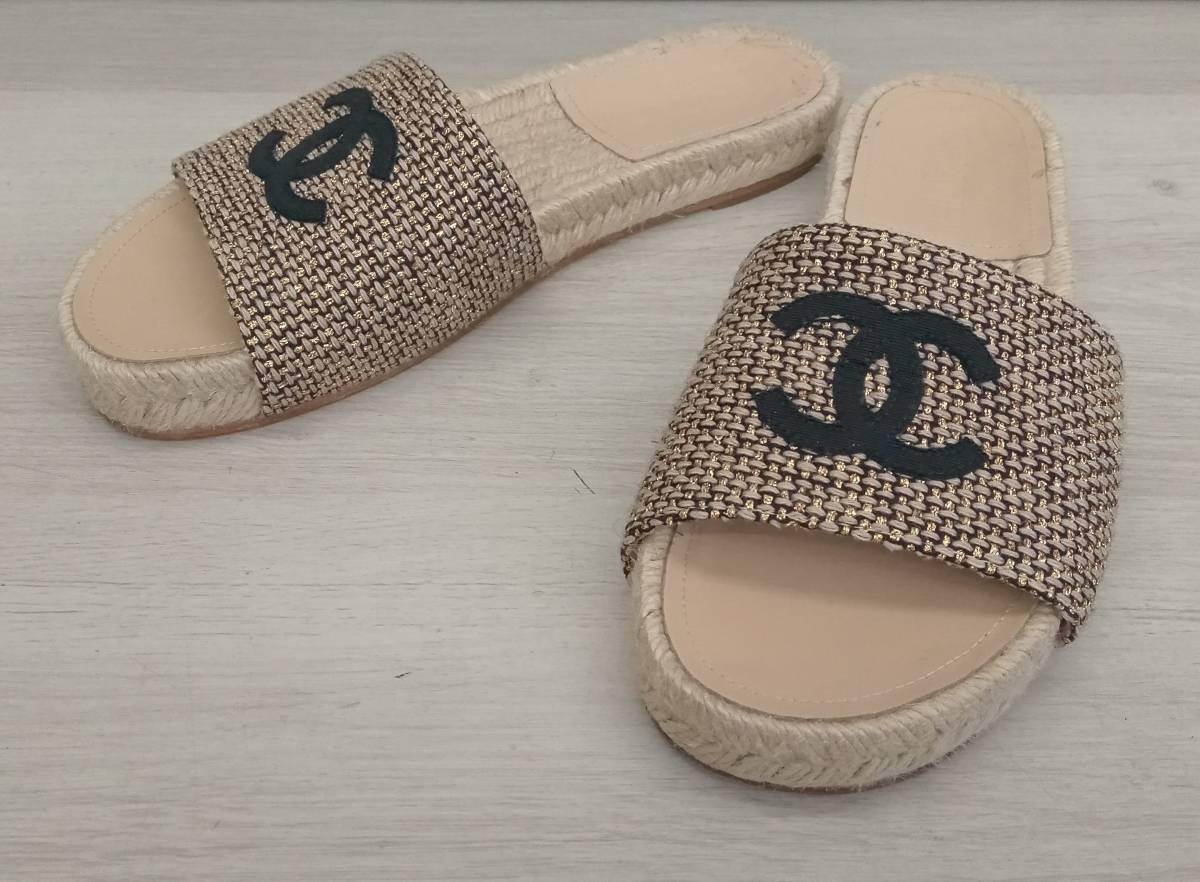 CHANEL シャネル エスパドリーユ サンダル サイズ37 ベージュ