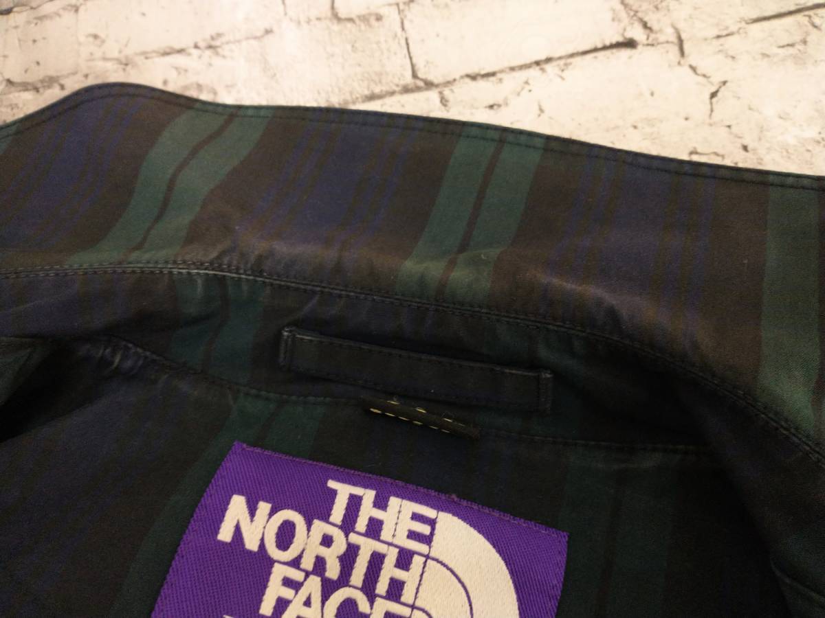 THE NORTH FACE PURPLE LABEL ノースフェイス パープルレーベル ステンカラーコート GORE-TEX サイズS ブラックウォッチ 店舗受取可_襟汚れあり