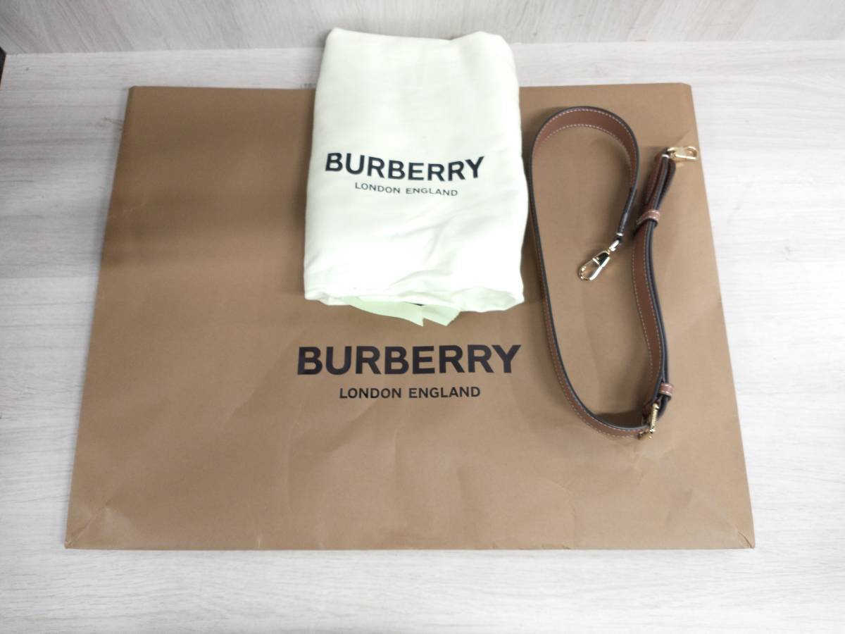 BURBERRY バーバリー トップステッチレザー ポケットトートバッグ