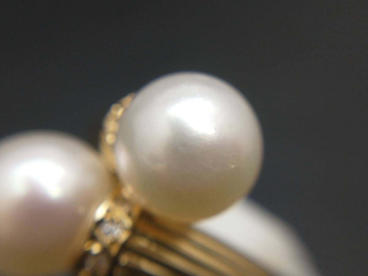 新品仕上済み パール モチーフ ダイヤ 0.04ct デザイン リング K18 12