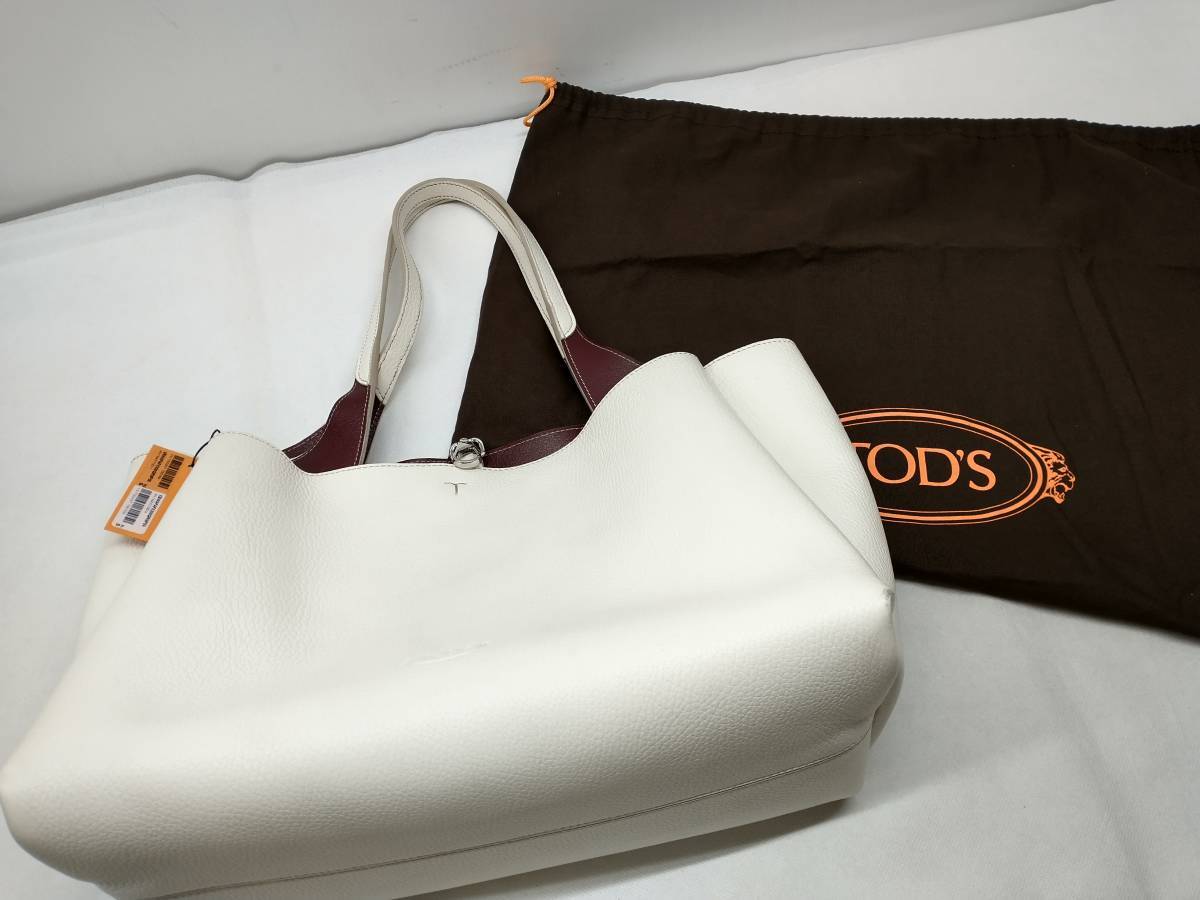 TOD'S トッズ ハンドバッグ レザーバッグミディアム ホワイト レディース 保存袋付き タグ付き