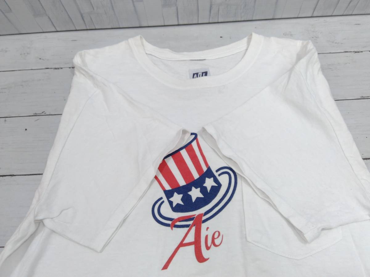 AiE エーアイイー PRINTED POCKET TEE YANKEE 半袖Tシャツ プリントTシャツ USA製 コットン100% メンズ サイズ M ホワイト 店舗受取可_画像4