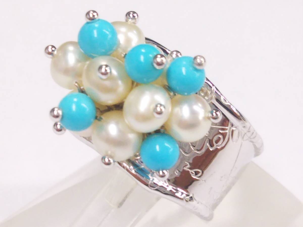 STAR JEWELRY スタージュエリー K18WG 9号 約6.5g カラーストーン 水色