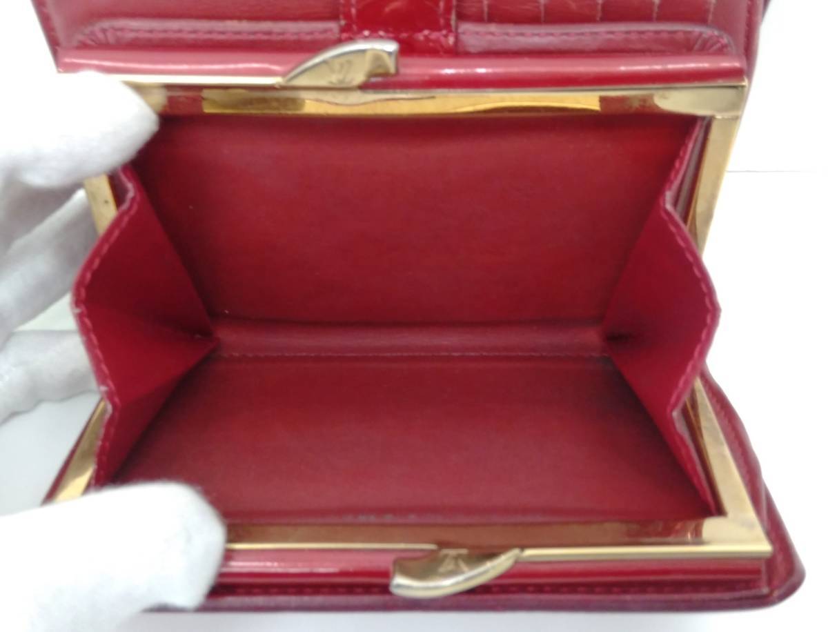 LOUIS VUITTON ルイヴィトン ヴェルニ MI4121 ヴェノワ 二つ折り財布 がま口 赤 レッド 型押しロゴの画像6