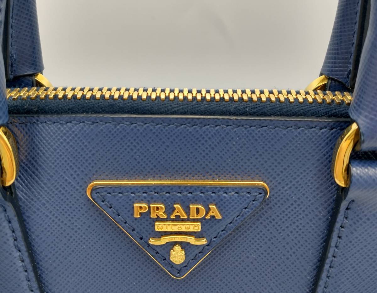 オープニングセール】 PRADA BL0838 SAFFIANO LUX ブルー ハンドバッグ