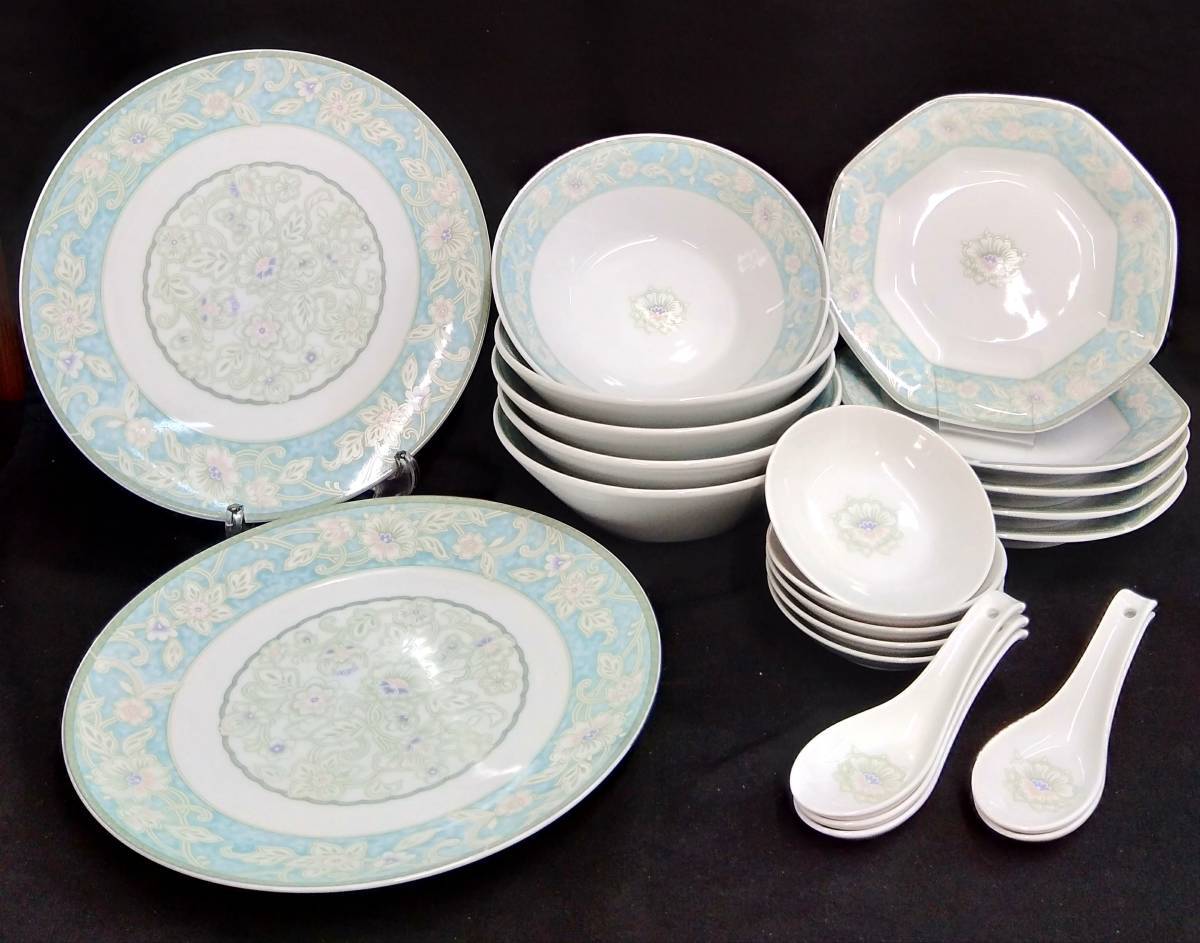 [未使用] NARUMI CHINA ナルミ チャイナ 中華セット ホームセット どんぶり 小鉢 八角皿 小皿 レンゲ 食器 まとめ 計22点