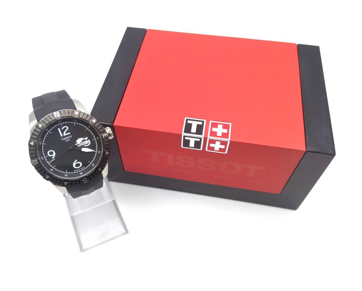 超美品の TISSOT 日差+3秒 ブラック メンズ スポーツナビゲーター 11BC071774 T0624301705700 腕時計 自動巻き ティソ 3針+カレンダー