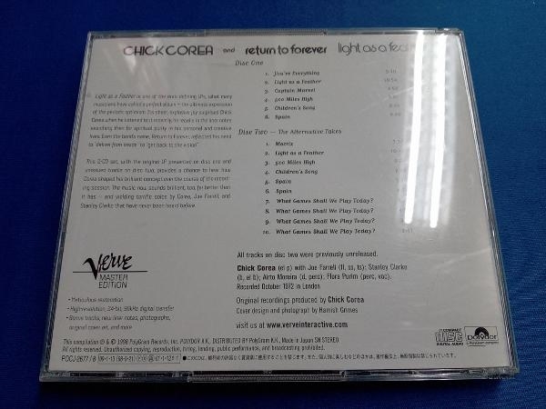 チック・コリア&リターン・トゥ・フォーエヴァー CD ライト・アズ・ア・フェザー(完全盤)_画像2