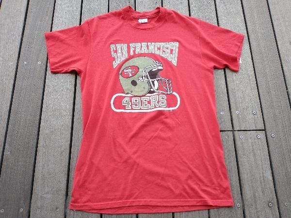 古着 80s S.F.49ers Logo7社製 レッド USA製 半袖Tシャツ L 店舗受取可_画像1