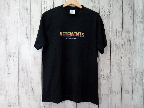 買取 VETEMENTS ロゴプリント ブラック Tシャツ Sサイズ