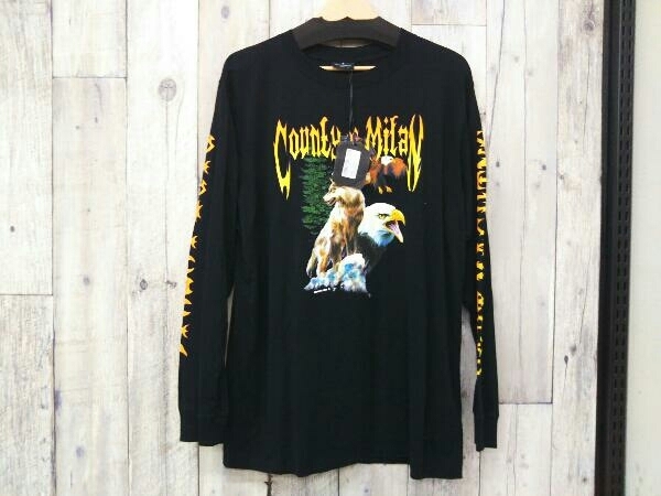 美品 MARCELO BURLON マルセロバーロン WOLF EAGLE 長袖Tシャツ ロンT ブラック メンズ Mサイズ ストリート 店舗受取可_画像1