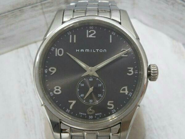 【HAMILTON】ハミルトン H384110 ジャズマスター 腕時計 クォーツ スモセコ 文字盤グレー 箱・取説・あまり駒付 メンズ 中古