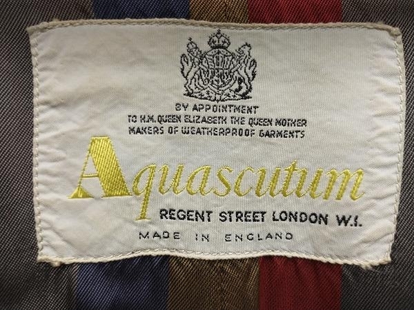 aquascutum アクアスキュータム ヴィンテージ 60s バルマカーンコート 裏地ストライプ コットン ポリエステル ベージュ 英国製 店舗受取可_画像4