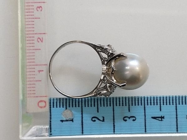 仕上済み ソーティング付き Pt900 南洋真珠 ダイヤモンド デザインリング 大玉 約11mm 12号 7.7g パール プラチナ 指輪 店舗受取可_画像5
