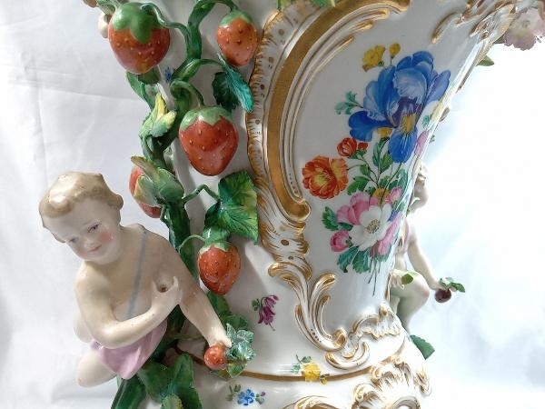 ジャンク MEISSEN マイセン アンティーク 花瓶 フラワーベース インテリア 1800年代 ブランド食器_画像7