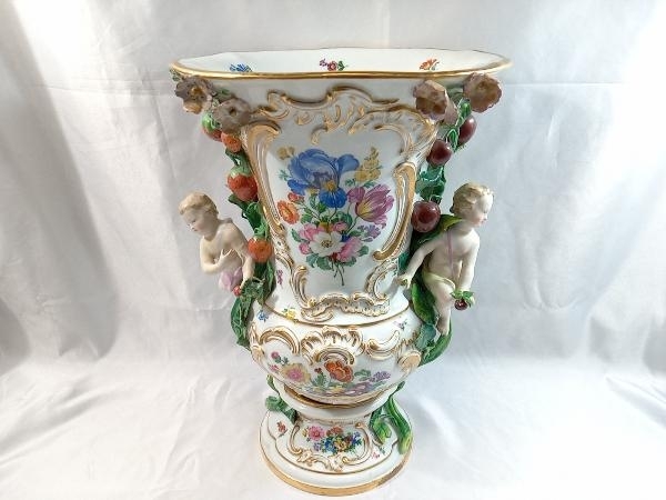 ジャンク MEISSEN マイセン アンティーク 花瓶 フラワーベース インテリア 1800年代 ブランド食器_画像1