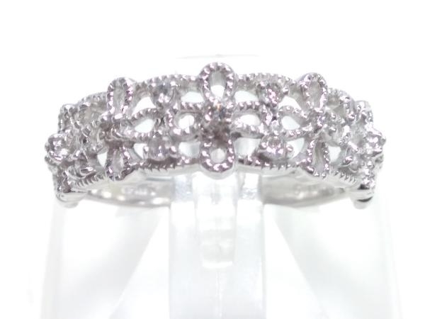 新品仕上げ済】 K18WG (総3.0g) #11 ダイヤ 0.10ct リング 指輪 www