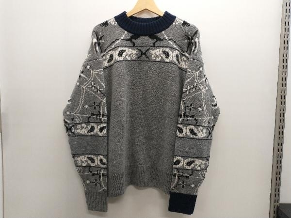 sacai サカイ Dr.wooコラボ Bandana Knit Pullover 20-02342M 20AW メンズ ニット グレー 1 日本製 冬 店舗受取可_画像1