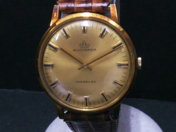 [BUCHERER]INCABLOC wristwatch hand winding 2 hands antique used 