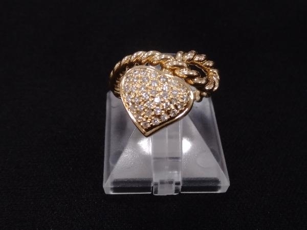 超人気高品質 K18 ゴールド 指輪 10号 ダイヤ付 0.30ct 7.2g ハート