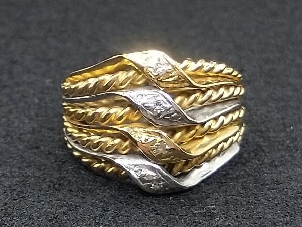 クリーニング済み】 K18 Pt900 9.5号 総重量6.0g ダイヤ0.04ct リング ...