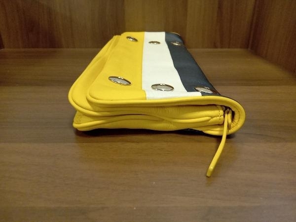 Kate Spade Kate Spade 0945 clutch bag black white yellow leather folding in half snap Zip inside pocket equipped lady's 