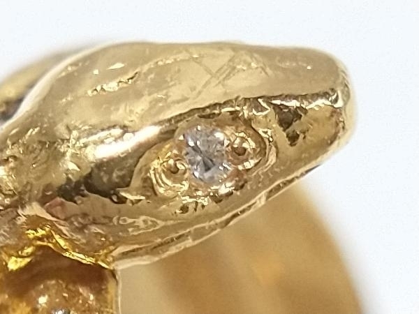 新品仕上済み】 K24 純金（総5.5g） ＃19 ダイヤ 0.02ct ヘビ 開運 リング 指輪