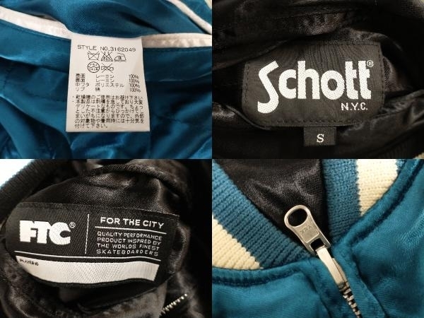 SCHOTT×FTC ショット×エフティーシー REVERSIBLE SOUVENIR JACKET スカジャン リバーシブル 3162049 サイズS ブルー ブラック 店舗受取可