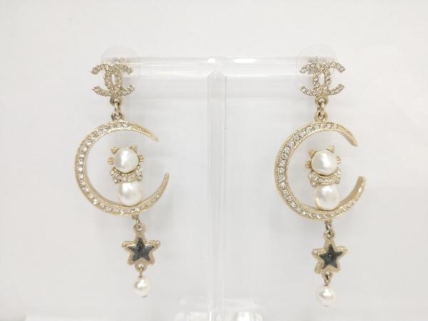 CHANEL シャネル ピアス 三日月 猫 A20S 保存ケース 箱有り | biocells
