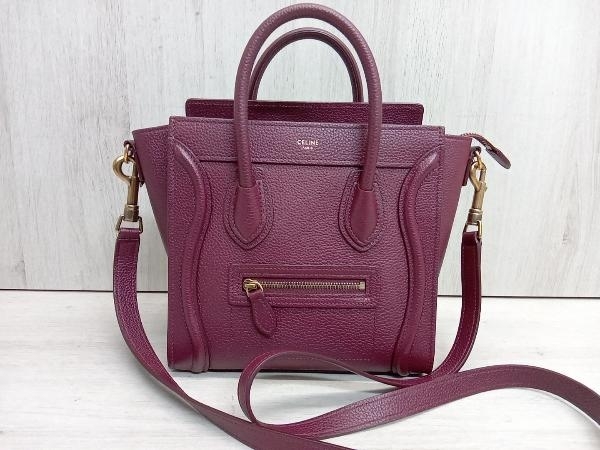 美品 CELINE ラゲージ ナノ/ボルドー 2wayショルダーバッグ
