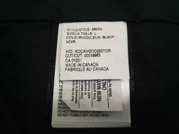 ダウンジャケット CANADA GOOSE カナダグース カーソンパーカー ブラック 黒 Lサイズ 3805M_画像4